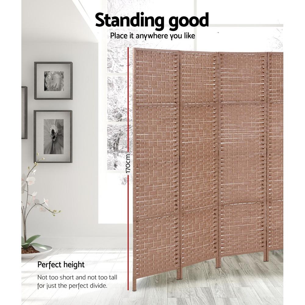 6 Panel Room Divider Screen Privacy Rattan Timber Foldable Dividers Stand Hand Woven - Rivercity House & Home Co. (ABN 18 642 972 209) - Affordable Modern Furniture Australia