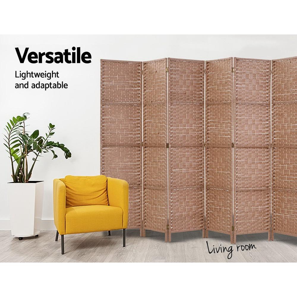 6 Panel Room Divider Screen Privacy Rattan Timber Foldable Dividers Stand Hand Woven - Rivercity House & Home Co. (ABN 18 642 972 209) - Affordable Modern Furniture Australia