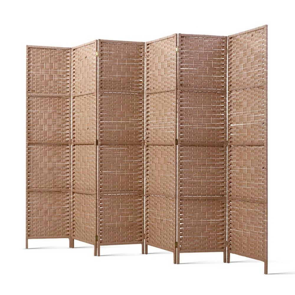 6 Panel Room Divider Screen Privacy Rattan Timber Foldable Dividers Stand Hand Woven - Rivercity House & Home Co. (ABN 18 642 972 209) - Affordable Modern Furniture Australia