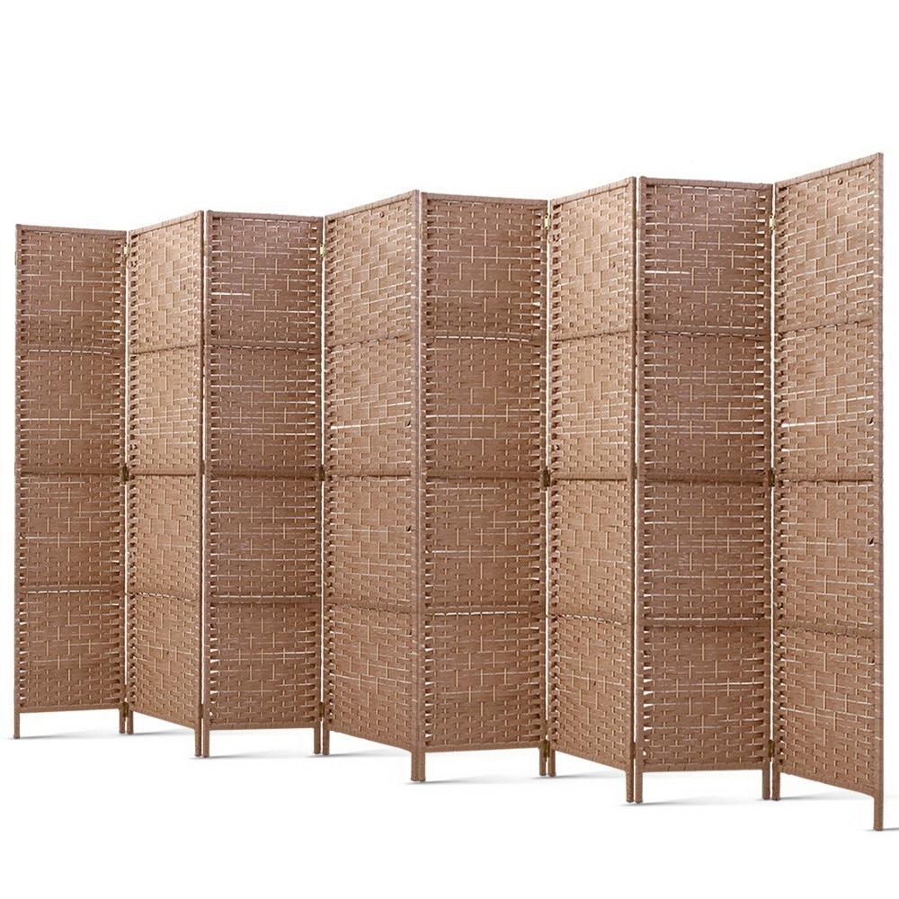 8 Panel Room Divider Screen Privacy Rattan Timber Foldable Dividers Stand Hand Woven - Rivercity House & Home Co. (ABN 18 642 972 209) - Affordable Modern Furniture Australia