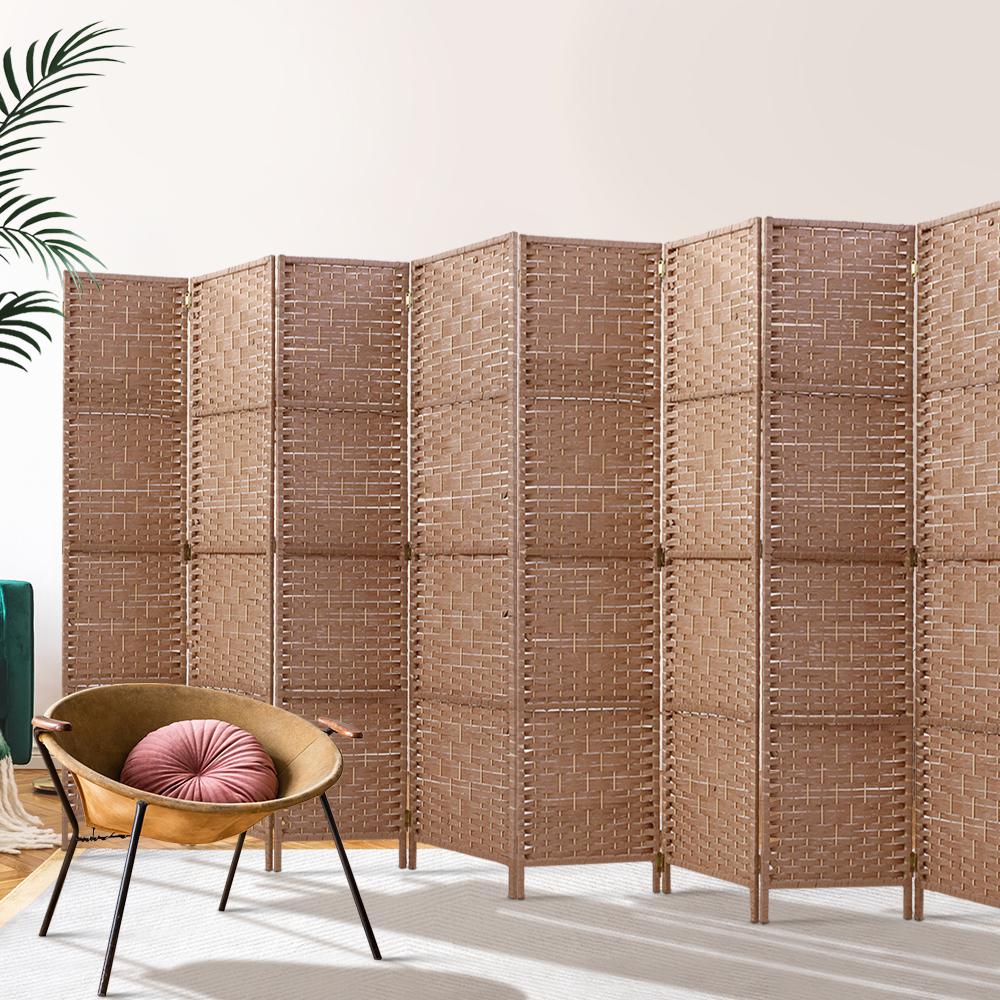 8 Panel Room Divider Screen Privacy Rattan Timber Foldable Dividers Stand Hand Woven - Rivercity House & Home Co. (ABN 18 642 972 209) - Affordable Modern Furniture Australia