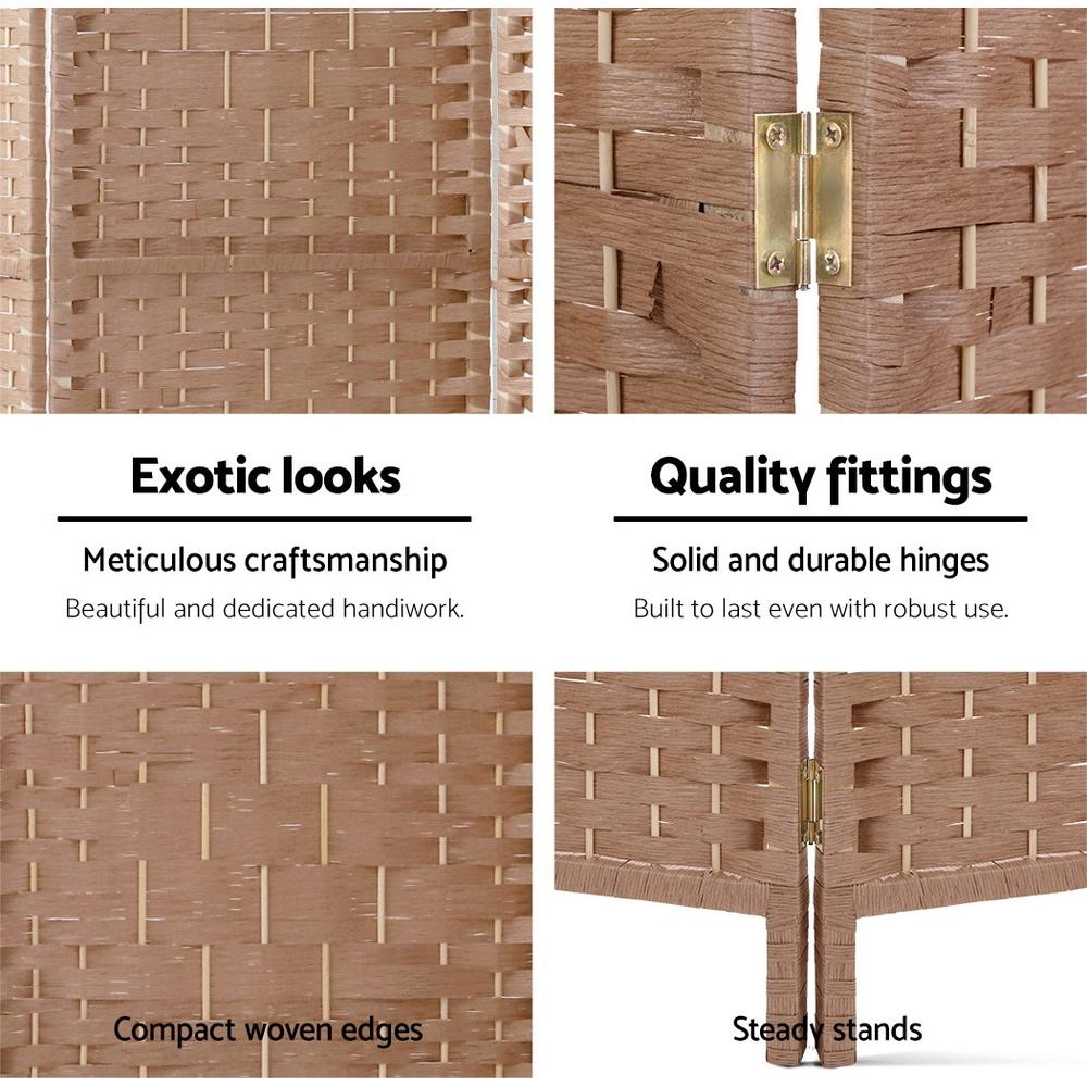 8 Panel Room Divider Screen Privacy Rattan Timber Foldable Dividers Stand Hand Woven - Rivercity House & Home Co. (ABN 18 642 972 209) - Affordable Modern Furniture Australia
