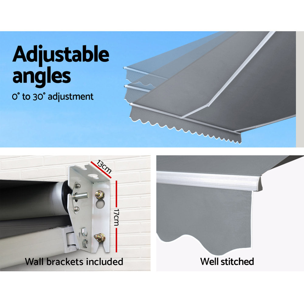 Folding Arm Awning Outdoor Awning Patio Retractable 4Mx2.5M PearlGrey - Home & Garden > Shading - Rivercity House & Home Co. (ABN 18 642 972 209) - Affordable Modern Furniture Australia