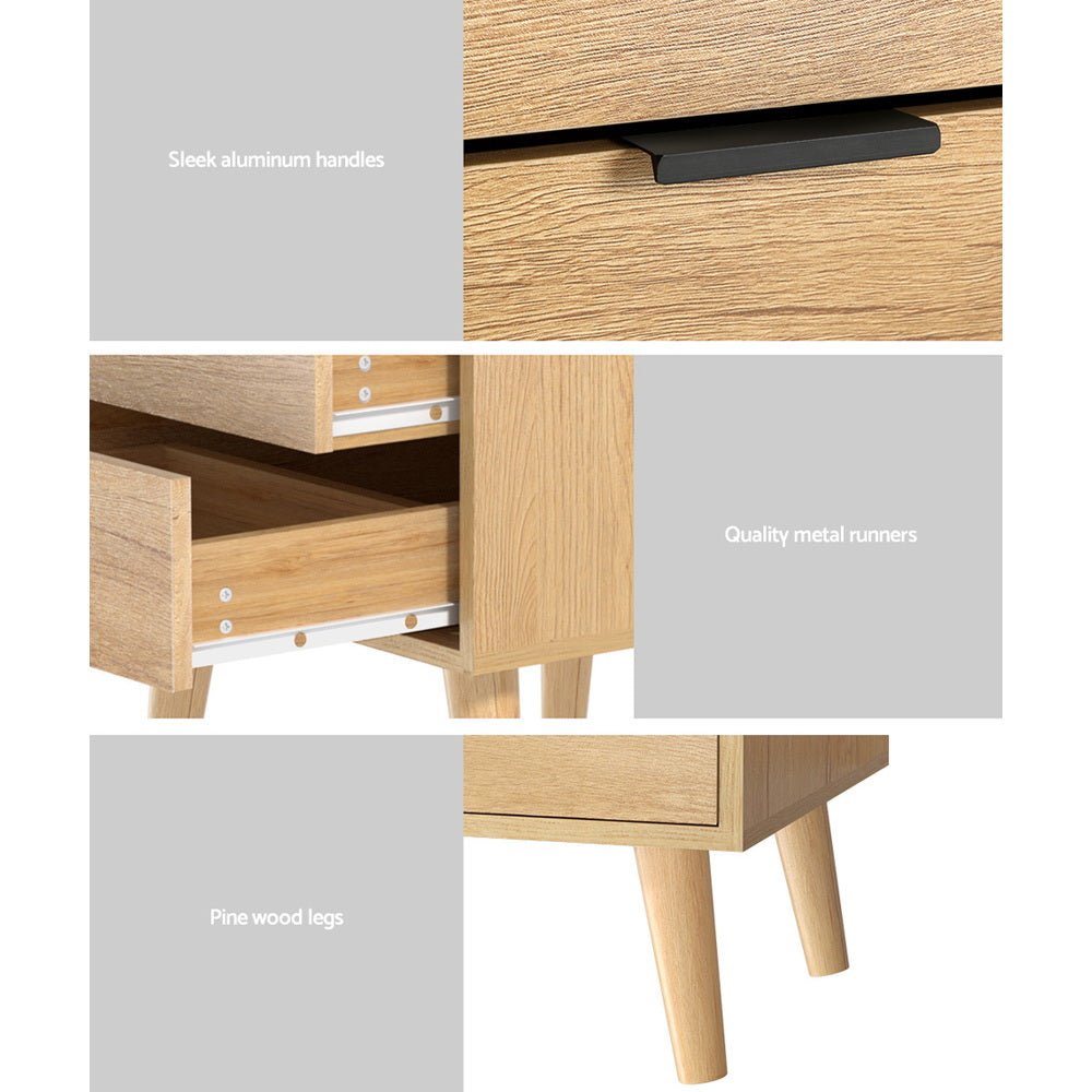 2 Drawer Bedside Table Pine - Furniture > Bedroom - Rivercity House & Home Co. (ABN 18 642 972 209) - Affordable Modern Furniture Australia