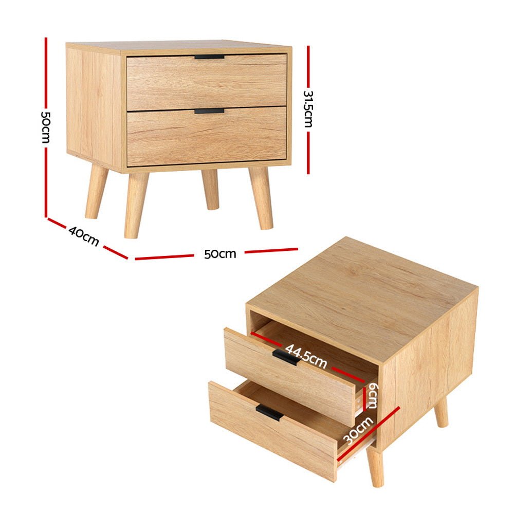 2 Drawer Bedside Table Pine - Furniture > Bedroom - Rivercity House & Home Co. (ABN 18 642 972 209) - Affordable Modern Furniture Australia