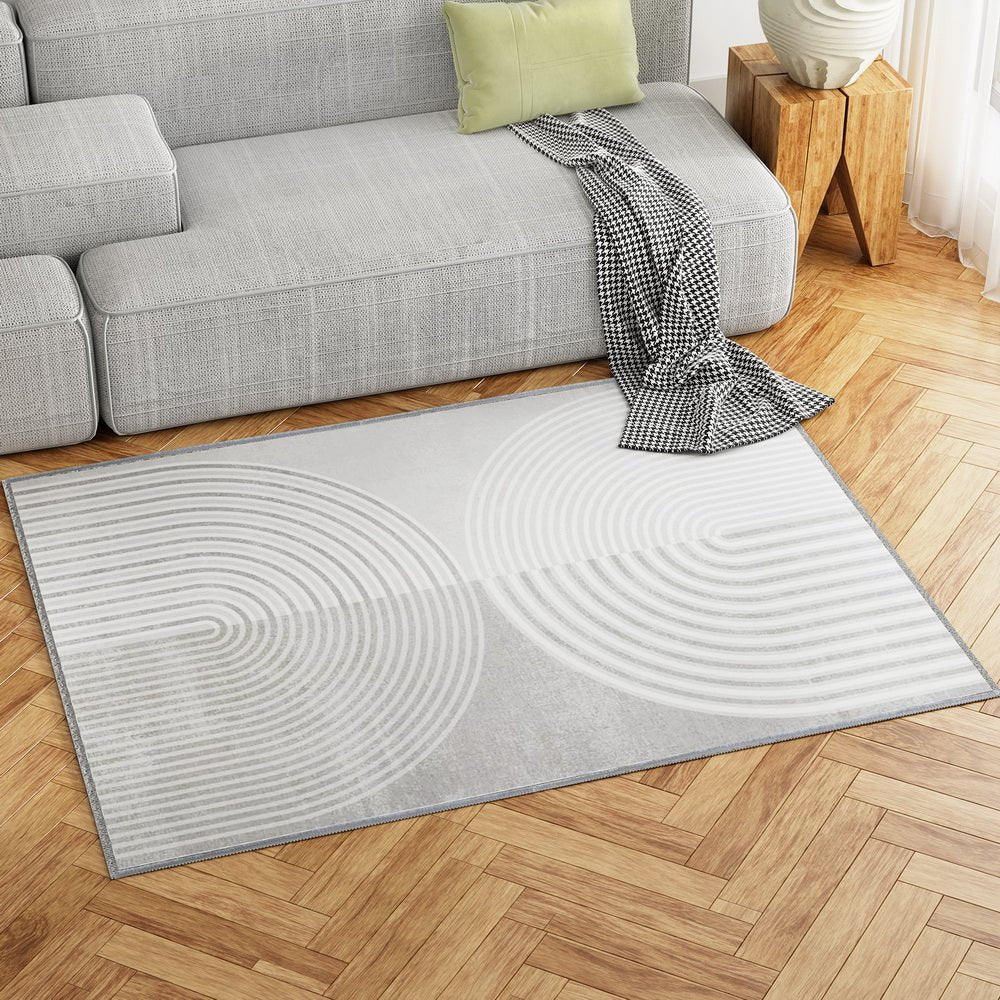 Cyril Floor Rug 120cmx160cm Faux Rabbit Fur Style - White & Grey - Home & Garden > Rugs - Rivercity House & Home Co. (ABN 18 642 972 209) - Affordable Modern Furniture Australia