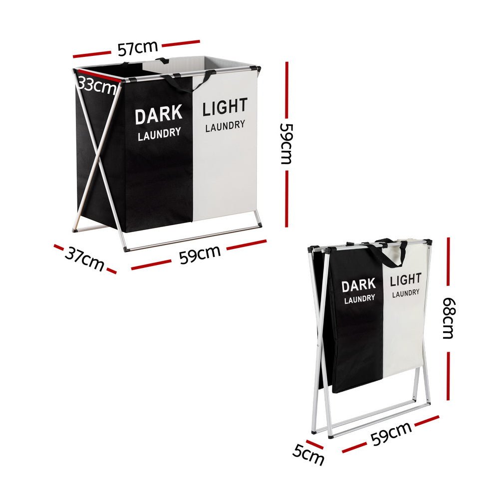 Large Foldable 2 Section Laundry Basket Hamper - Furniture > Bathroom - Rivercity House & Home Co. (ABN 18 642 972 209) - Affordable Modern Furniture Australia