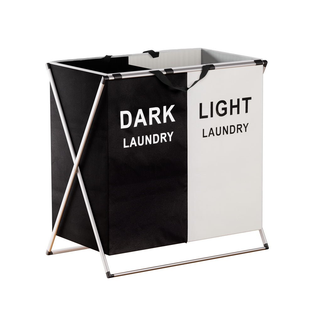 Large Foldable 2 Section Laundry Basket Hamper - Furniture > Bathroom - Rivercity House & Home Co. (ABN 18 642 972 209) - Affordable Modern Furniture Australia