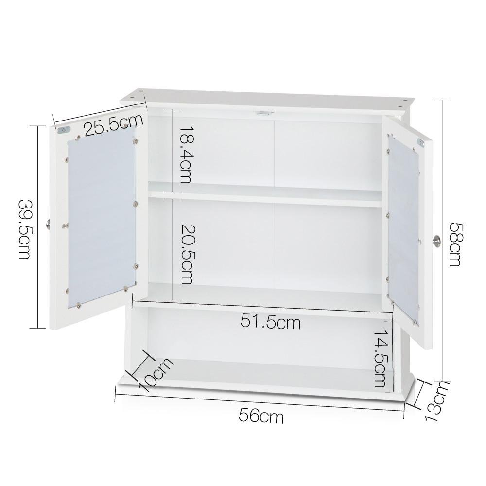 Bathroom Tallboy Storage Cabinet with Mirror - White - Rivercity House & Home Co. (ABN 18 642 972 209) - Affordable Modern Furniture Australia