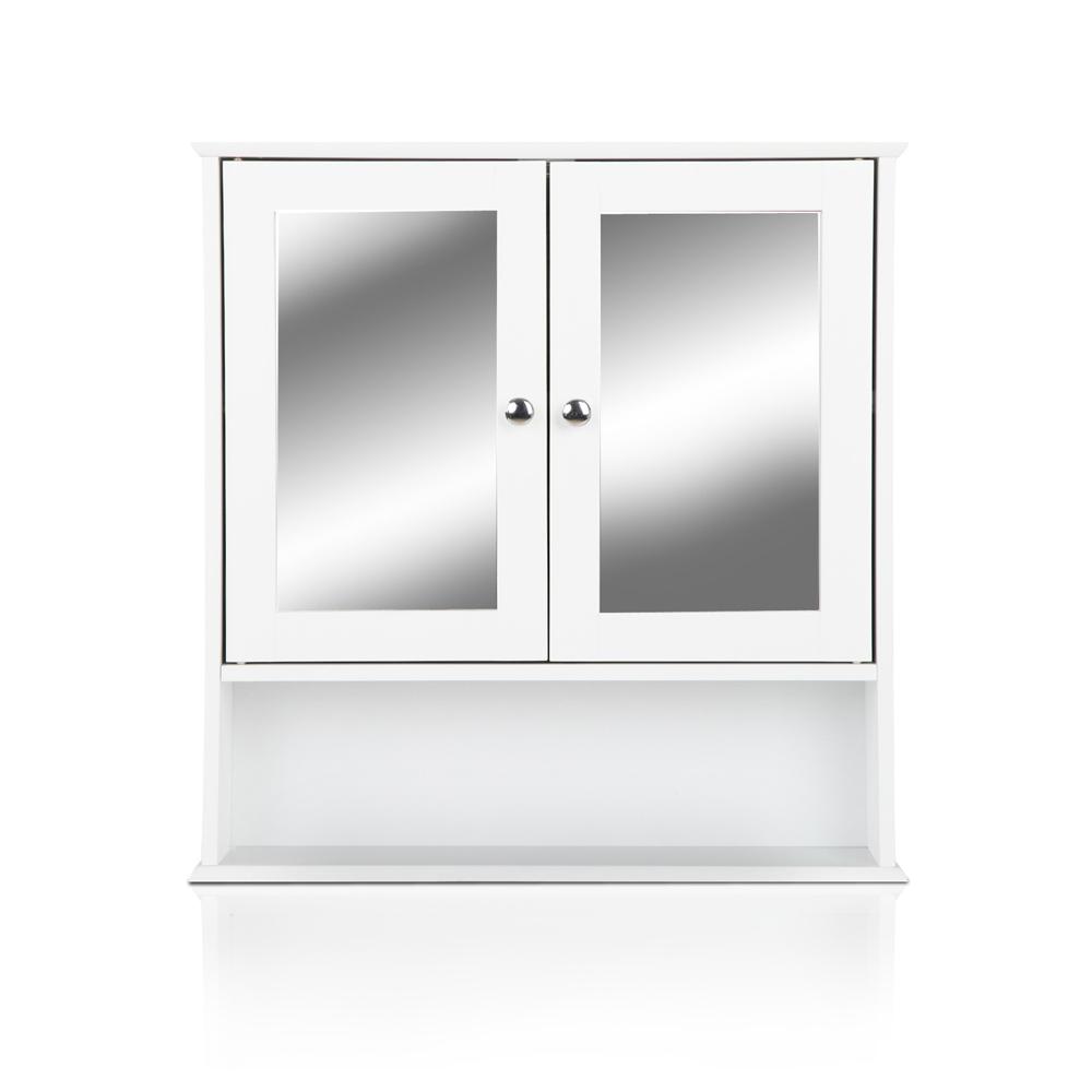 Bathroom Tallboy Storage Cabinet with Mirror - White - Rivercity House & Home Co. (ABN 18 642 972 209) - Affordable Modern Furniture Australia