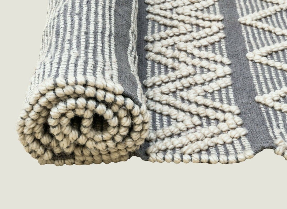Boho Style Hand Loomed Recycle Cotton Wool Woven Design Rug 150 x 200 cm - Home & Garden > Rugs - Rivercity House & Home Co. (ABN 18 642 972 209) - Affordable Modern Furniture Australia