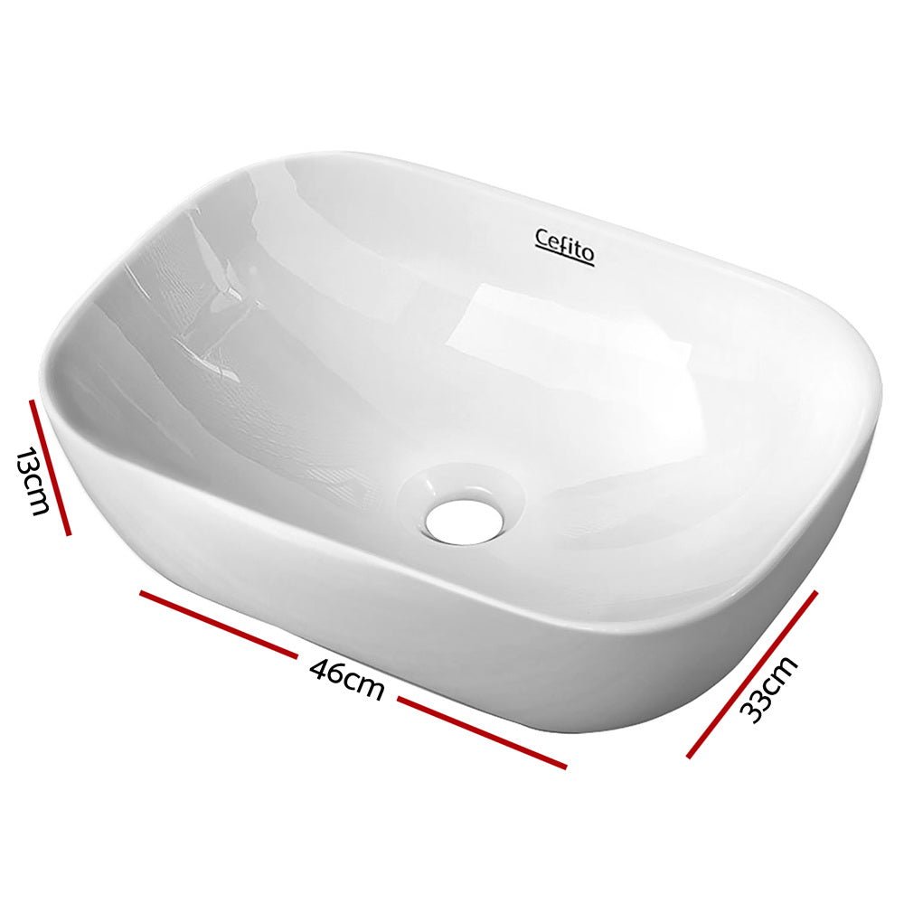 Cefito Bathroom Basin Ceramic Vanity Sink Hand Wash Bowl 46x33cm - Home & Garden > Bathroom Accessories - Rivercity House & Home Co. (ABN 18 642 972 209) - Affordable Modern Furniture Australia
