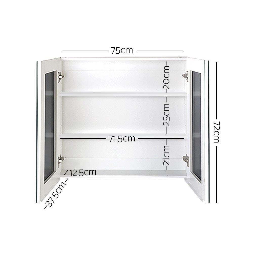 Cefito Bathroom Mirror Cabinet 750x720mm White - Furniture > Bathroom - Rivercity House & Home Co. (ABN 18 642 972 209) - Affordable Modern Furniture Australia