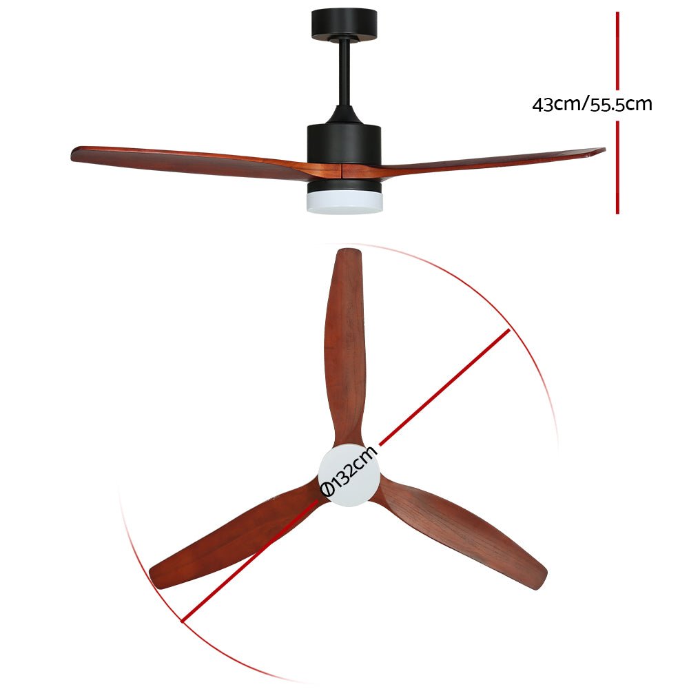 52'' Ceiling Fan LED Light Remote Control Wooden Blades Dark Wood Fan - Appliances > Fans - Rivercity House & Home Co. (ABN 18 642 972 209) - Affordable Modern Furniture Australia