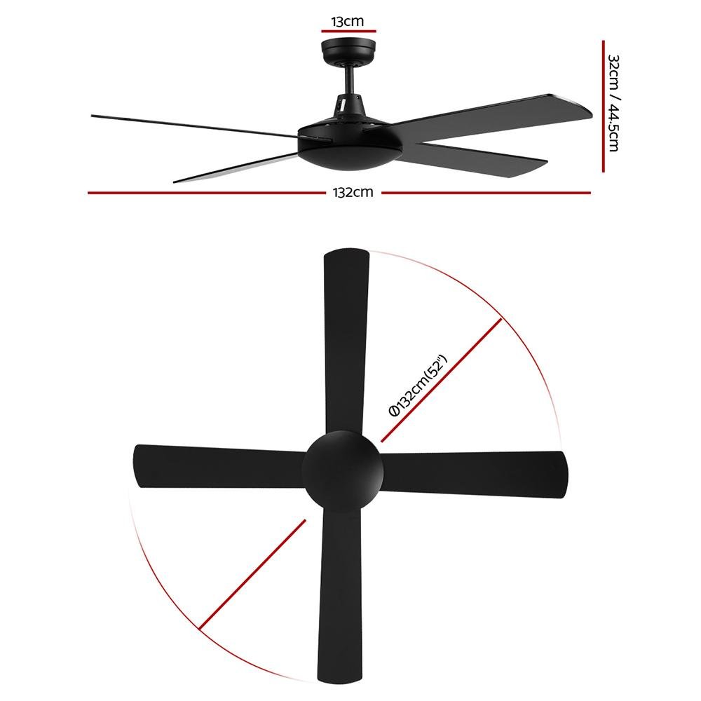 52'' Ceiling Fan w/Remote - Black - Rivercity House & Home Co. (ABN 18 642 972 209) - Affordable Modern Furniture Australia
