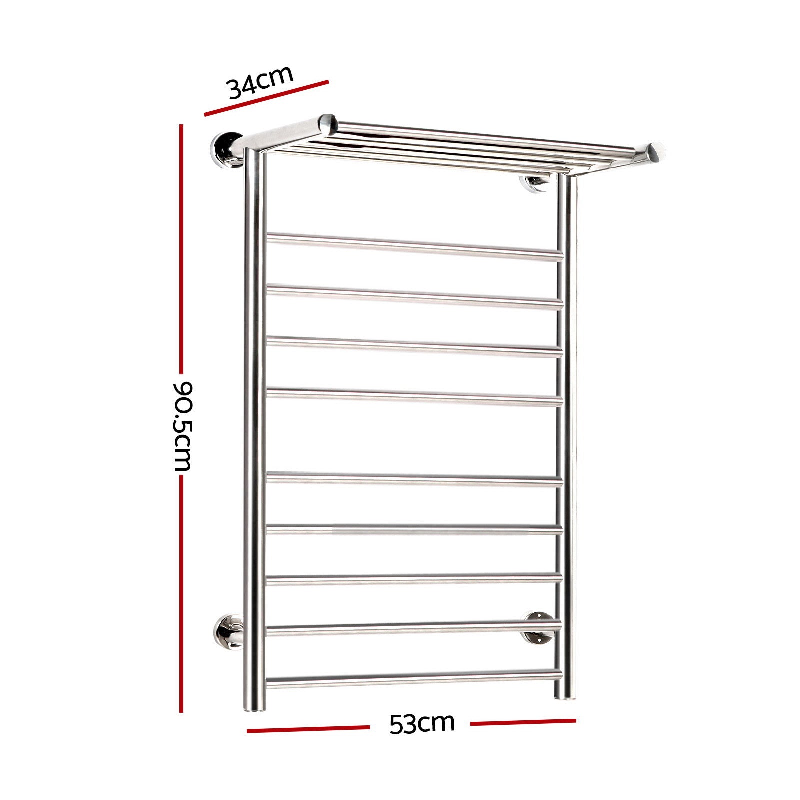 Devanti Electric Heated Towel Rail Rack 14 Bars Wall Mounted Clothes Dry Warmer - Home & Garden > DIY - Rivercity House & Home Co. (ABN 18 642 972 209) - Affordable Modern Furniture Australia