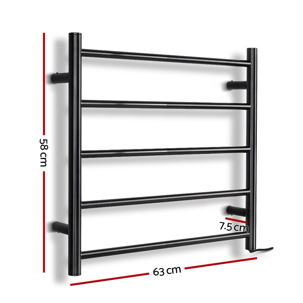 Devanti Heated Towel Rail Electric Warmer Heater Rails Holder Rack Wall Mounted - Home & Garden > DIY - Rivercity House & Home Co. (ABN 18 642 972 209) - Affordable Modern Furniture Australia