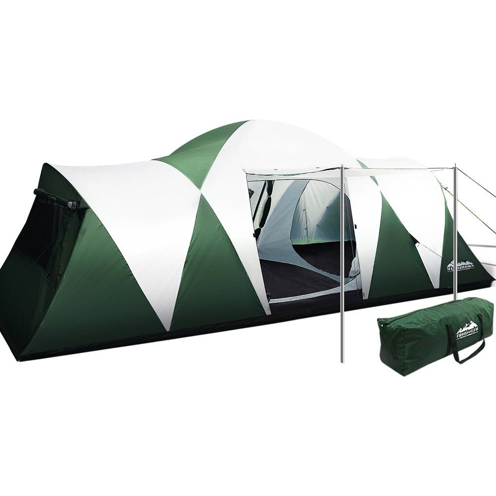 Family Camping Tent 12 Person Hiking Beach Tents (3 Rooms) Green - Outdoor > Camping - Rivercity House & Home Co. (ABN 18 642 972 209) - Affordable Modern Furniture Australia