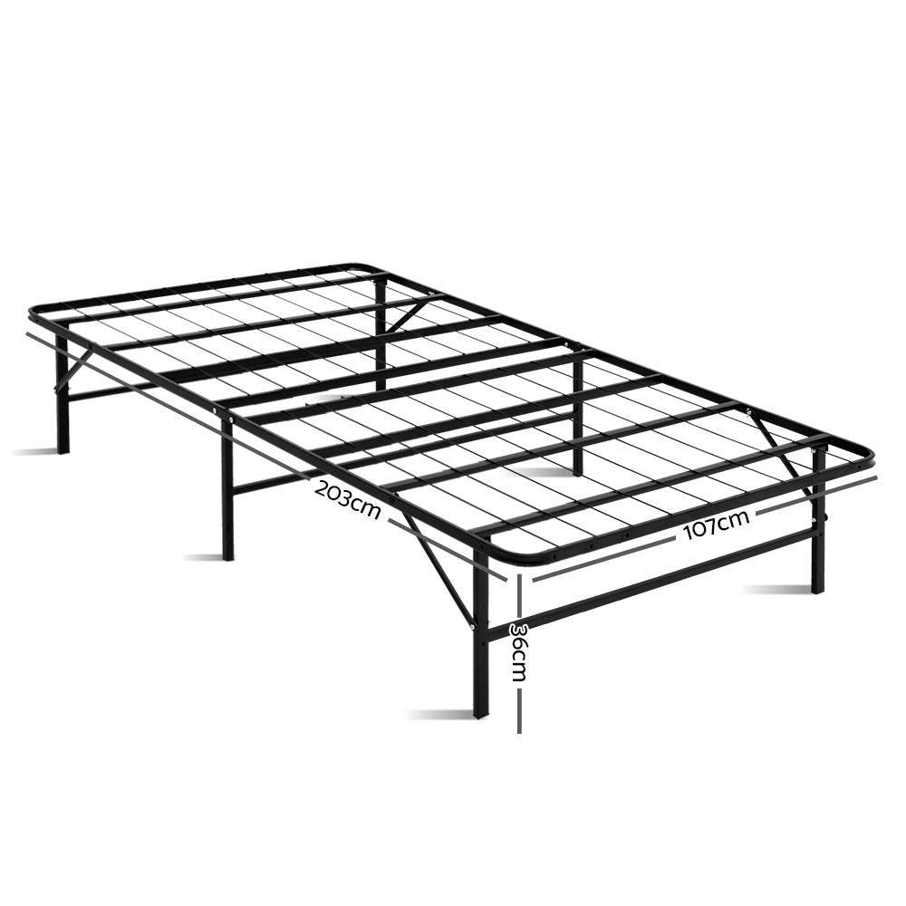 Foldable Metal King Single Bed Frame Black - Rivercity House & Home Co. (ABN 18 642 972 209) - Affordable Modern Furniture Australia