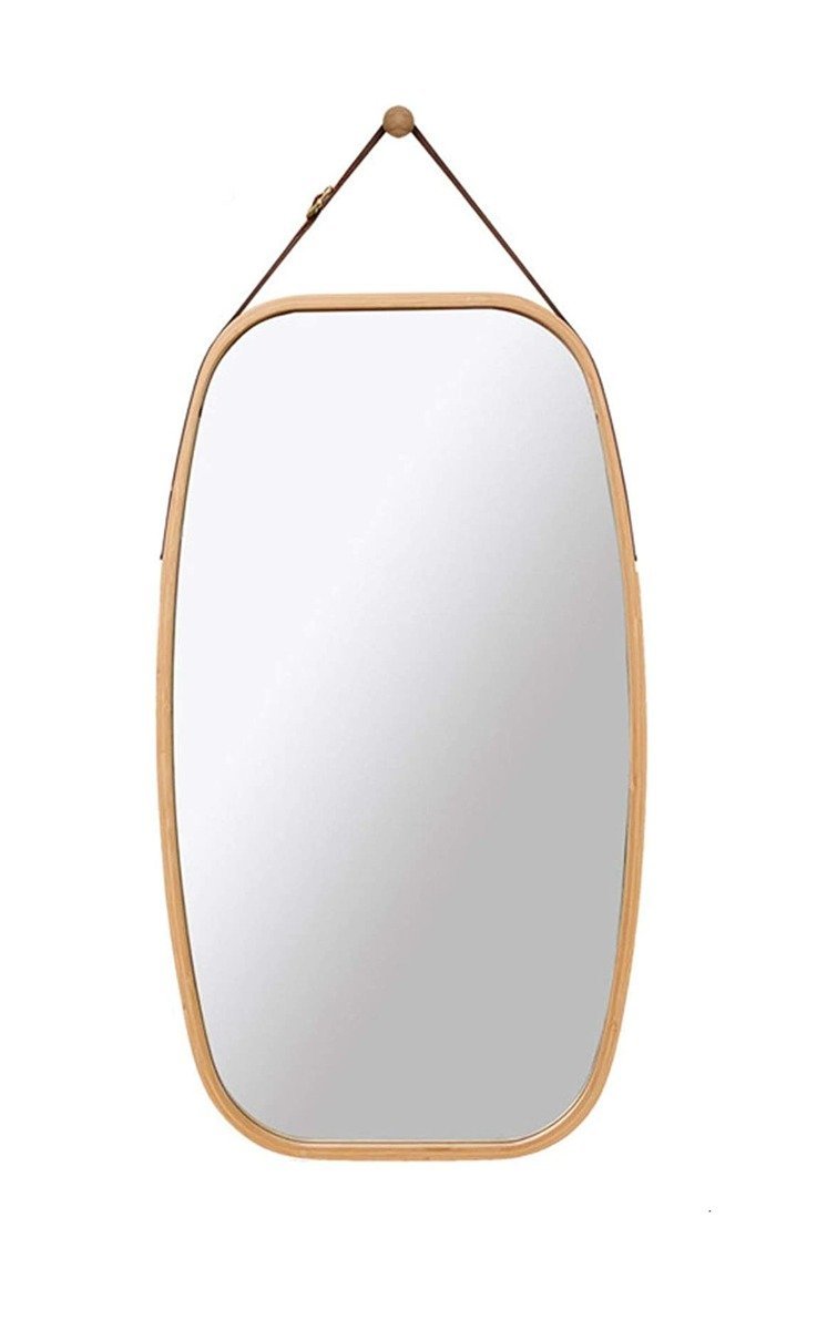 Full Length Wall Mirror - Solid Bamboo Frame and Adjustable Leather Strap - Rivercity House & Home Co. (ABN 18 642 972 209) - Affordable Modern Furniture Australia