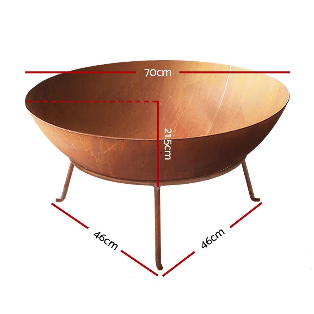 Fire Pit Outdoor Heater Charcoal Rustic Burner Steel Fireplace 70CM - Rivercity House & Home Co. (ABN 18 642 972 209) - Affordable Modern Furniture Australia