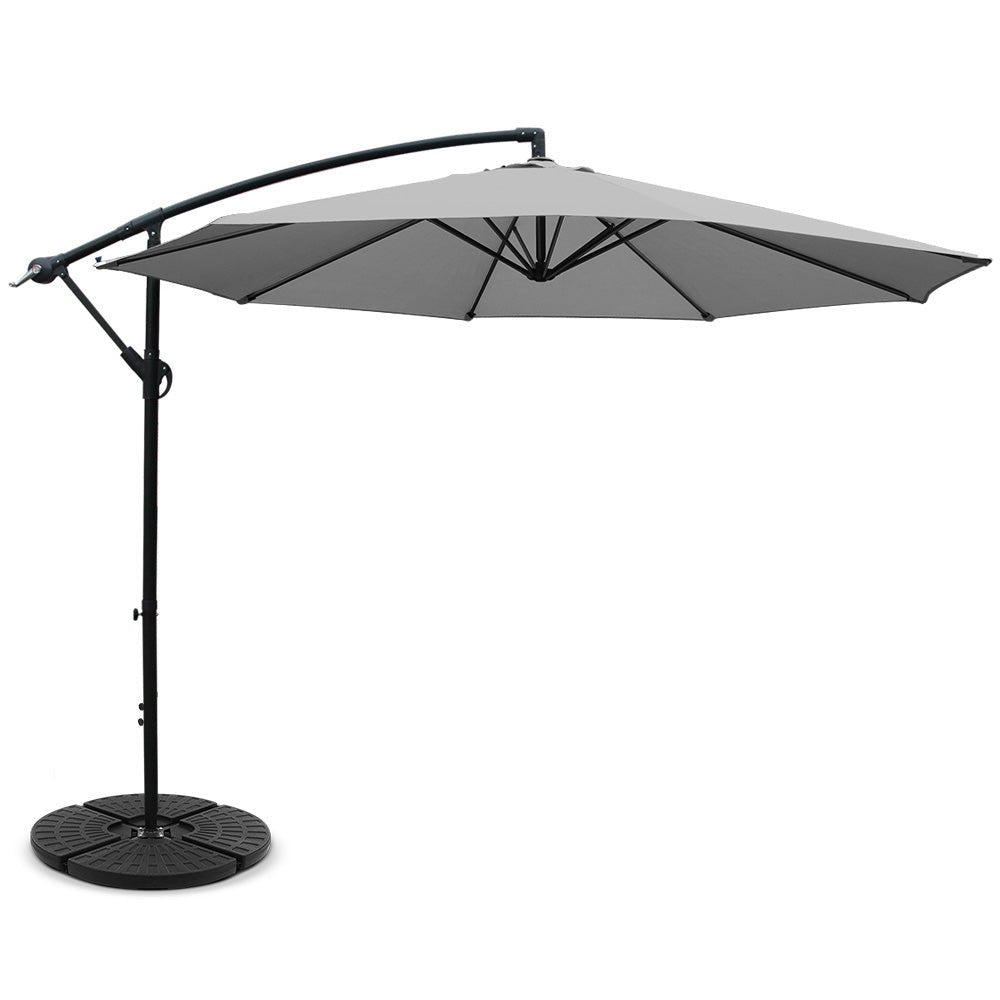 3M Umbrella with 48x48cm Base Outdoor Umbrellas Cantilever Sun Beach Garden Patio Grey - Home & Garden > Shading - Rivercity House & Home Co. (ABN 18 642 972 209) - Affordable Modern Furniture Australia