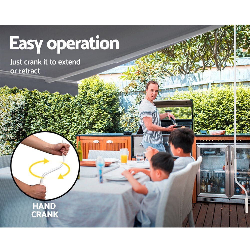 Folding Arm Awning Outdoor Awning Patio Retractable 4Mx2.5M PearlGrey - Home & Garden > Shading - Rivercity House & Home Co. (ABN 18 642 972 209) - Affordable Modern Furniture Australia