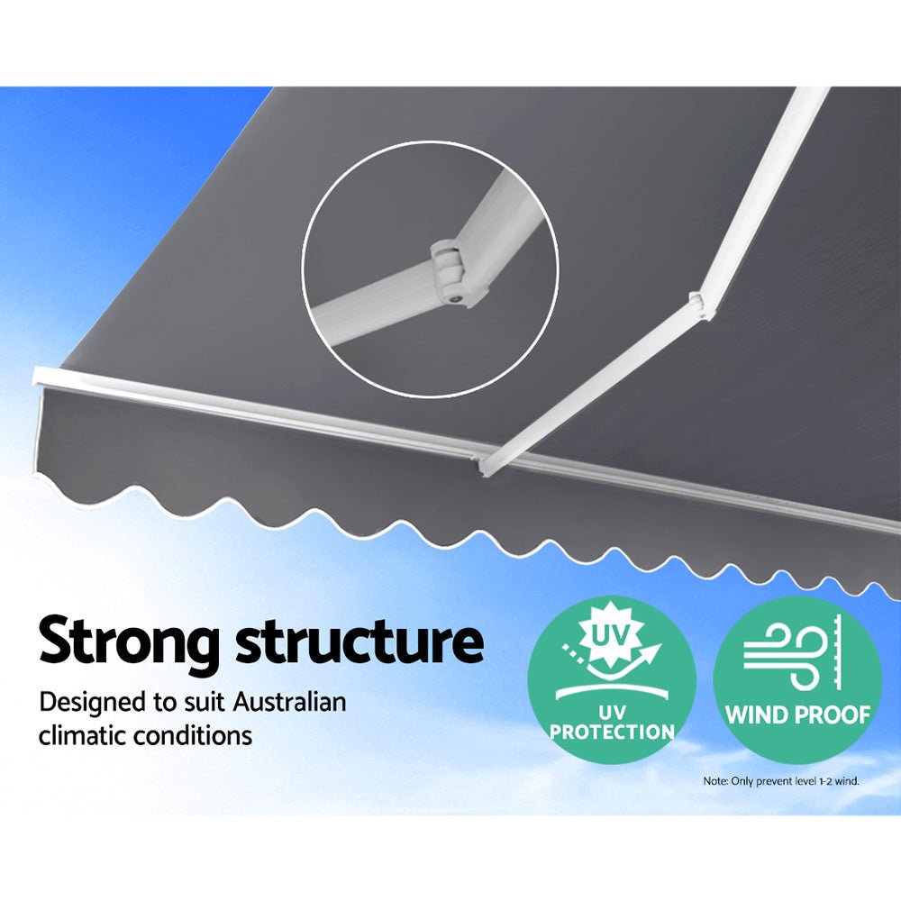 Folding Arm Awning Outdoor Awning Patio Retractable 4Mx2.5M PearlGrey - Home & Garden > Shading - Rivercity House & Home Co. (ABN 18 642 972 209) - Affordable Modern Furniture Australia