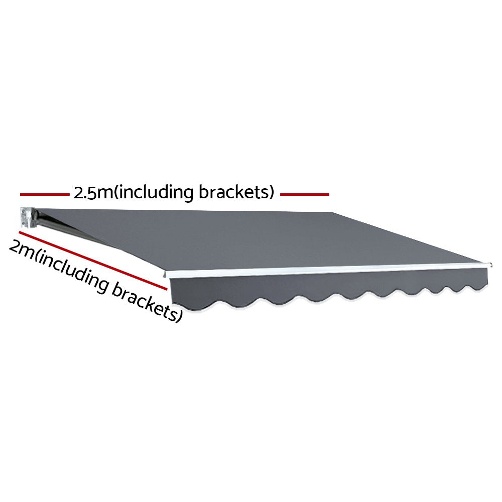 Folding Arm Awning Outdoor Awning Retractable Sunshade 2.5Mx2M Grey - Home & Garden > Shading - Rivercity House & Home Co. (ABN 18 642 972 209) - Affordable Modern Furniture Australia