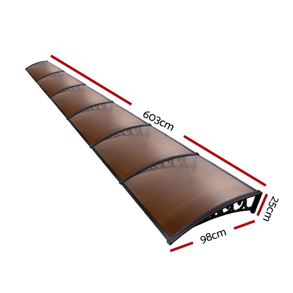 Window Door Awning Door Canopy Patio UV Sun Shield BROWN 1mx6m DIY - Home & Garden > Shading - Rivercity House & Home Co. (ABN 18 642 972 209) - Affordable Modern Furniture Australia