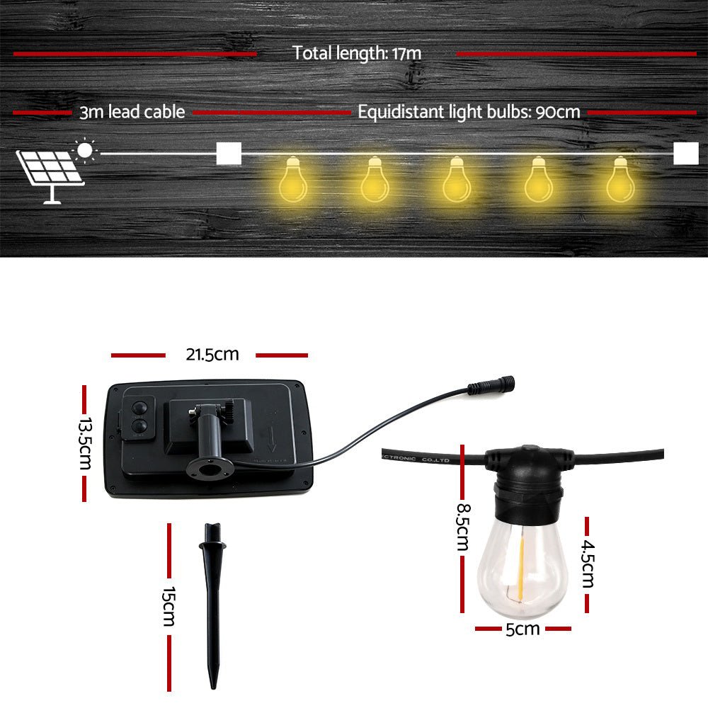 17m Festoon String Lights Solar Wedding Party Waterproof Outdoor - Occasions > Lights - Rivercity House & Home Co. (ABN 18 642 972 209) - Affordable Modern Furniture Australia
