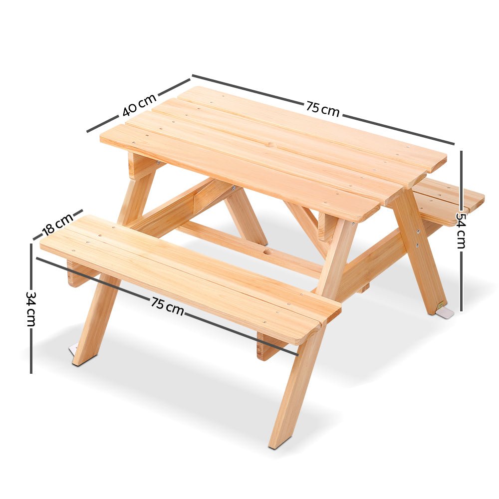 Kids Wooden Picnic Table Set with Umbrella - Baby & Kids > Kid's Furniture - Rivercity House & Home Co. (ABN 18 642 972 209) - Affordable Modern Furniture Australia