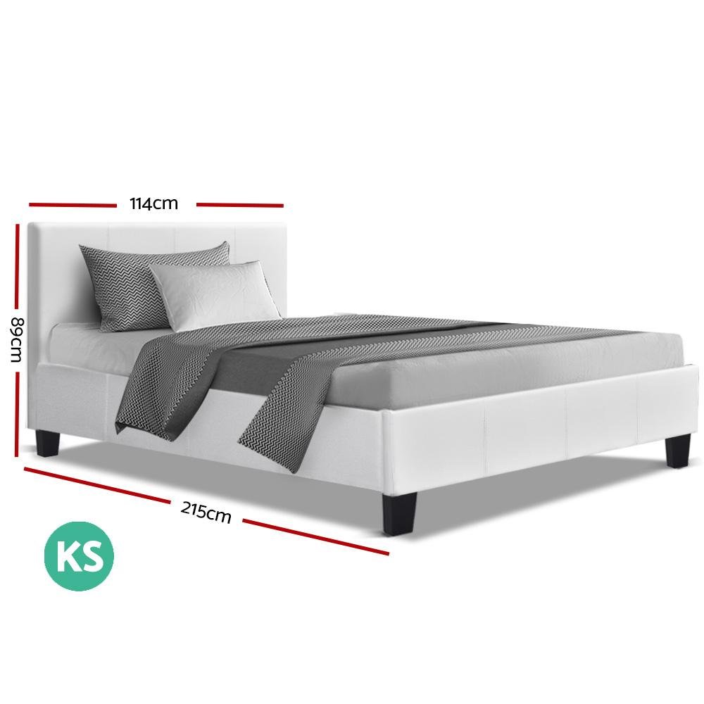King Single Package | Coogee Bed White & Bonita Euro Top Mattress (Medium Firm) - Furniture > Bedroom - Rivercity House & Home Co. (ABN 18 642 972 209) - Affordable Modern Furniture Australia