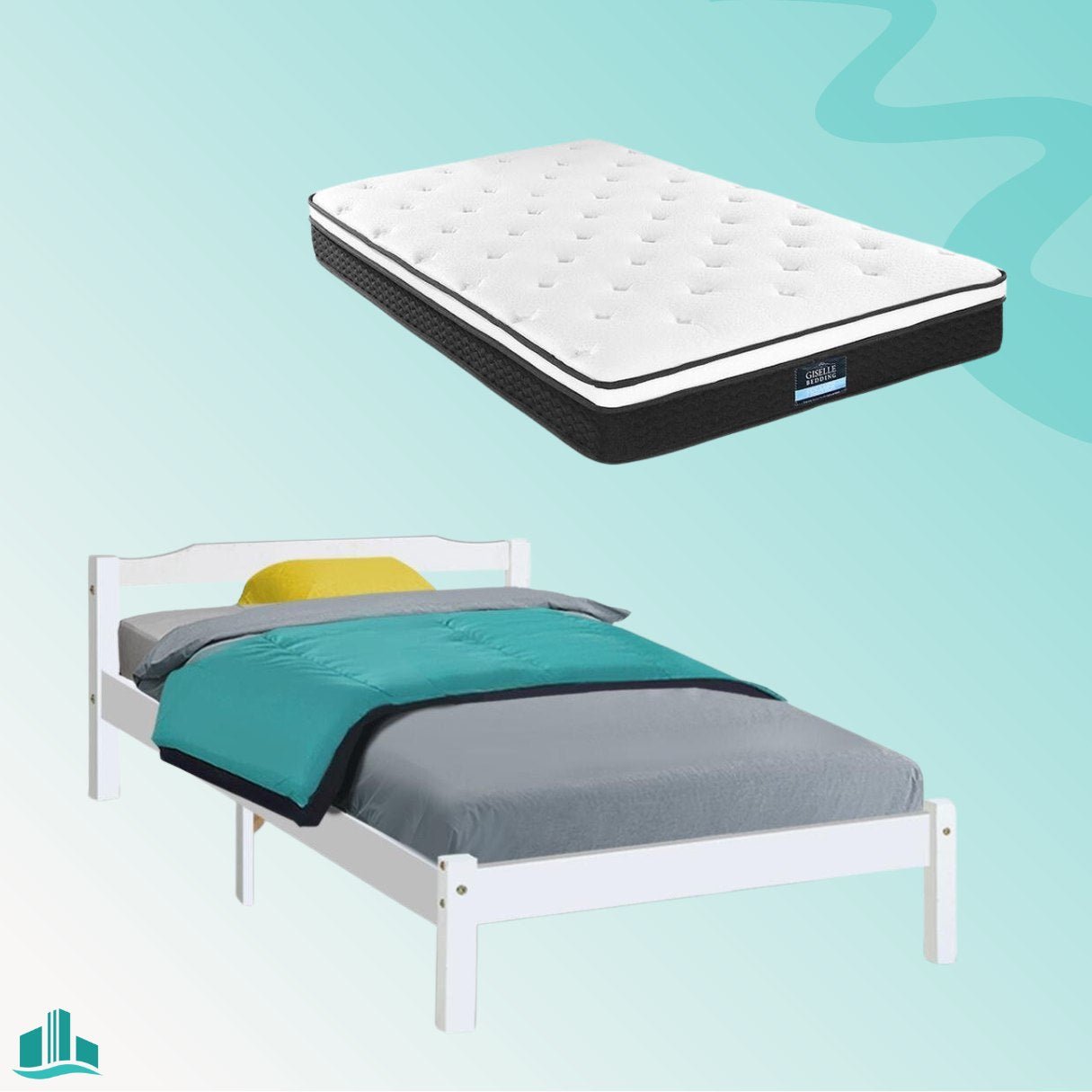 King Single Package | Gibson Wooden Bed Frame White & Bonita Euro Top Mattress (Medium Firm) - Rivercity House & Home Co. (ABN 18 642 972 209) - Affordable Modern Furniture Australia