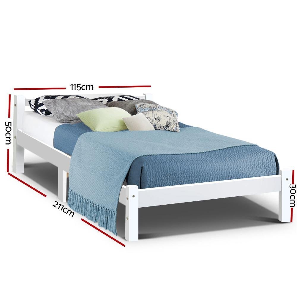 King Single Package | Gibson Wooden Bed Frame White & Bonita Euro Top Mattress (Medium Firm) - Rivercity House & Home Co. (ABN 18 642 972 209) - Affordable Modern Furniture Australia