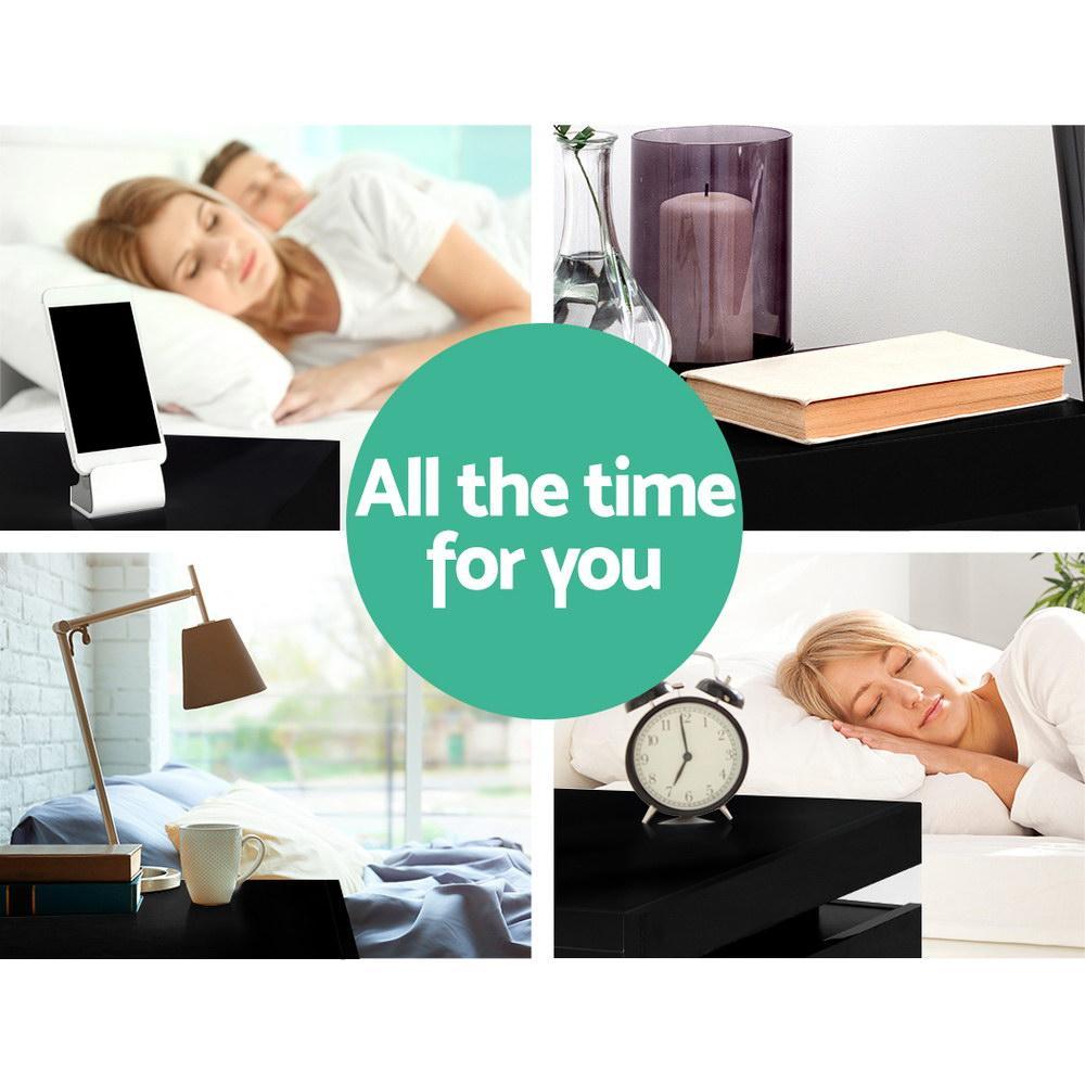 LED Bedside Table Side Table High Gloss Black - Rivercity House & Home Co. (ABN 18 642 972 209) - Affordable Modern Furniture Australia