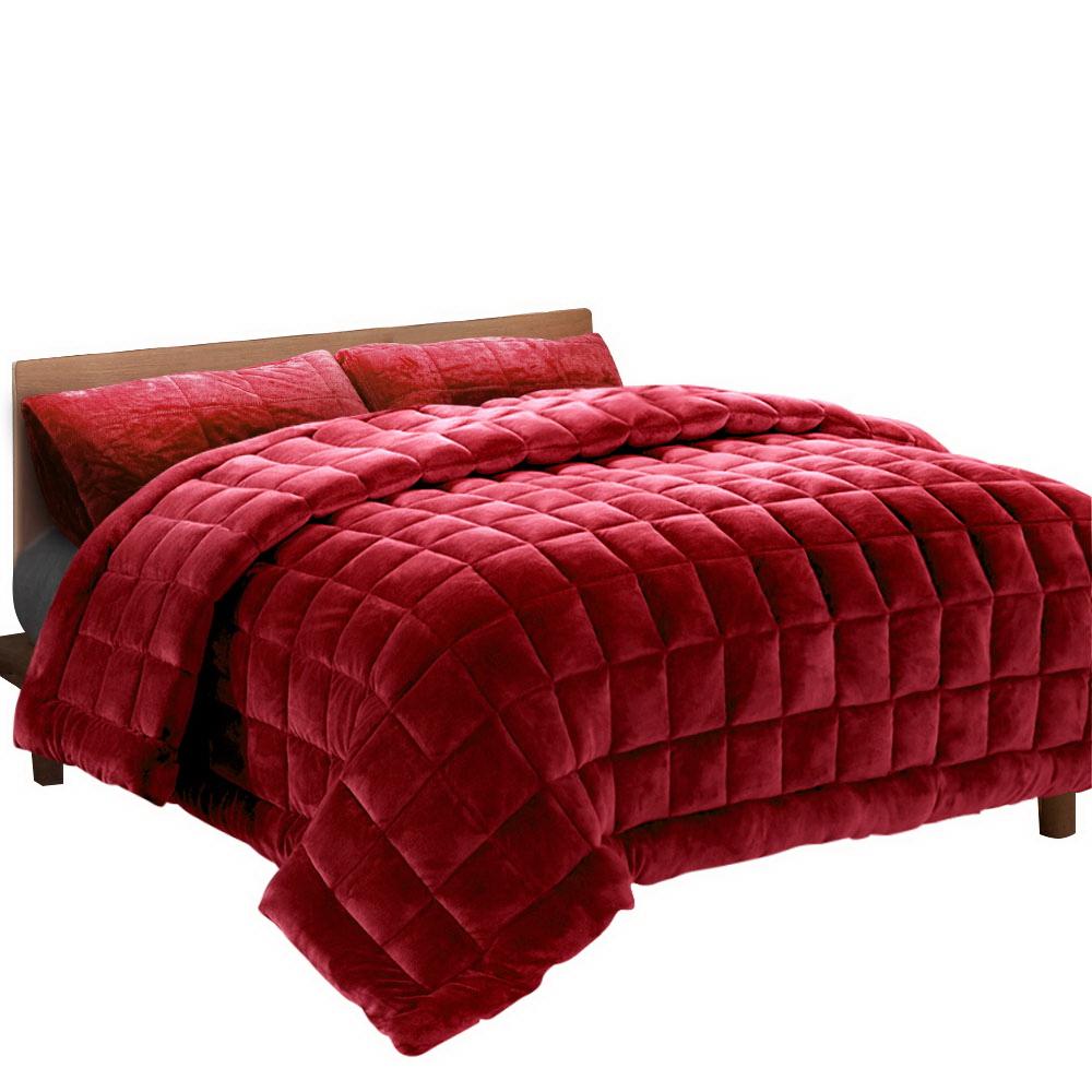 Mink Quilt Comforter Throw Blanket Winter Burgundy Queen - Rivercity House & Home Co. (ABN 18 642 972 209) - Affordable Modern Furniture Australia