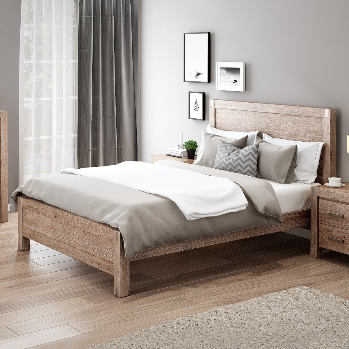 Nowra Wooden King Single Bed Frame Base Oak - Rivercity House & Home Co. (ABN 18 642 972 209) - Affordable Modern Furniture Australia