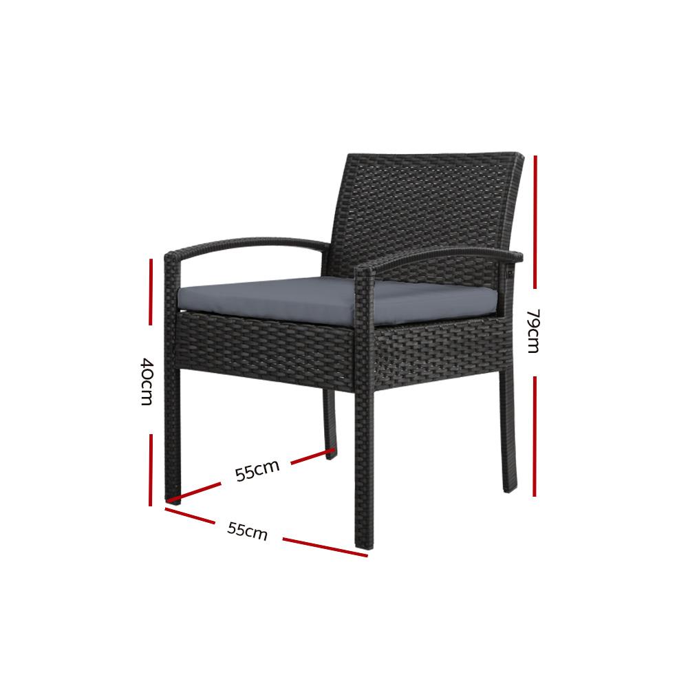 Outdoor Furniture Bistro Wicker Chair (Black) - Furniture - Rivercity House & Home Co. (ABN 18 642 972 209) - Affordable Modern Furniture Australia
