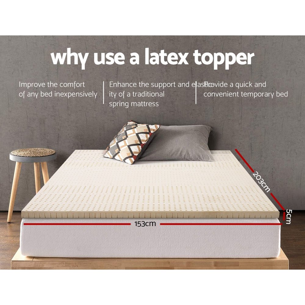 Pure Natural Latex Mattress Topper 7 Zone 5cm Queen - Rivercity House & Home Co. (ABN 18 642 972 209) - Affordable Modern Furniture Australia