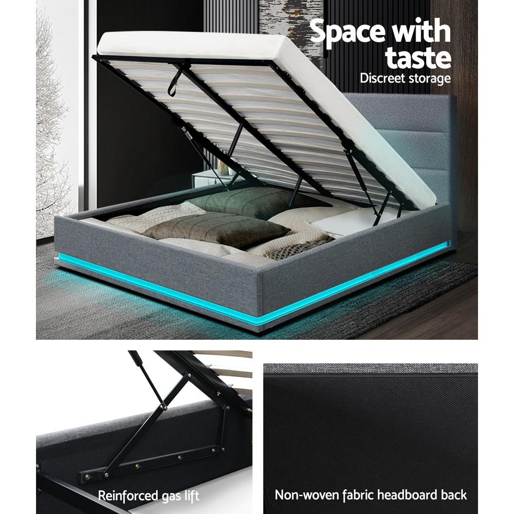 Queen Package | Henley LED Storage Bed Grey & Bonita Euro Top Mattress (Medium Firm) - Furniture > Bedroom - Rivercity House & Home Co. (ABN 18 642 972 209) - Affordable Modern Furniture Australia