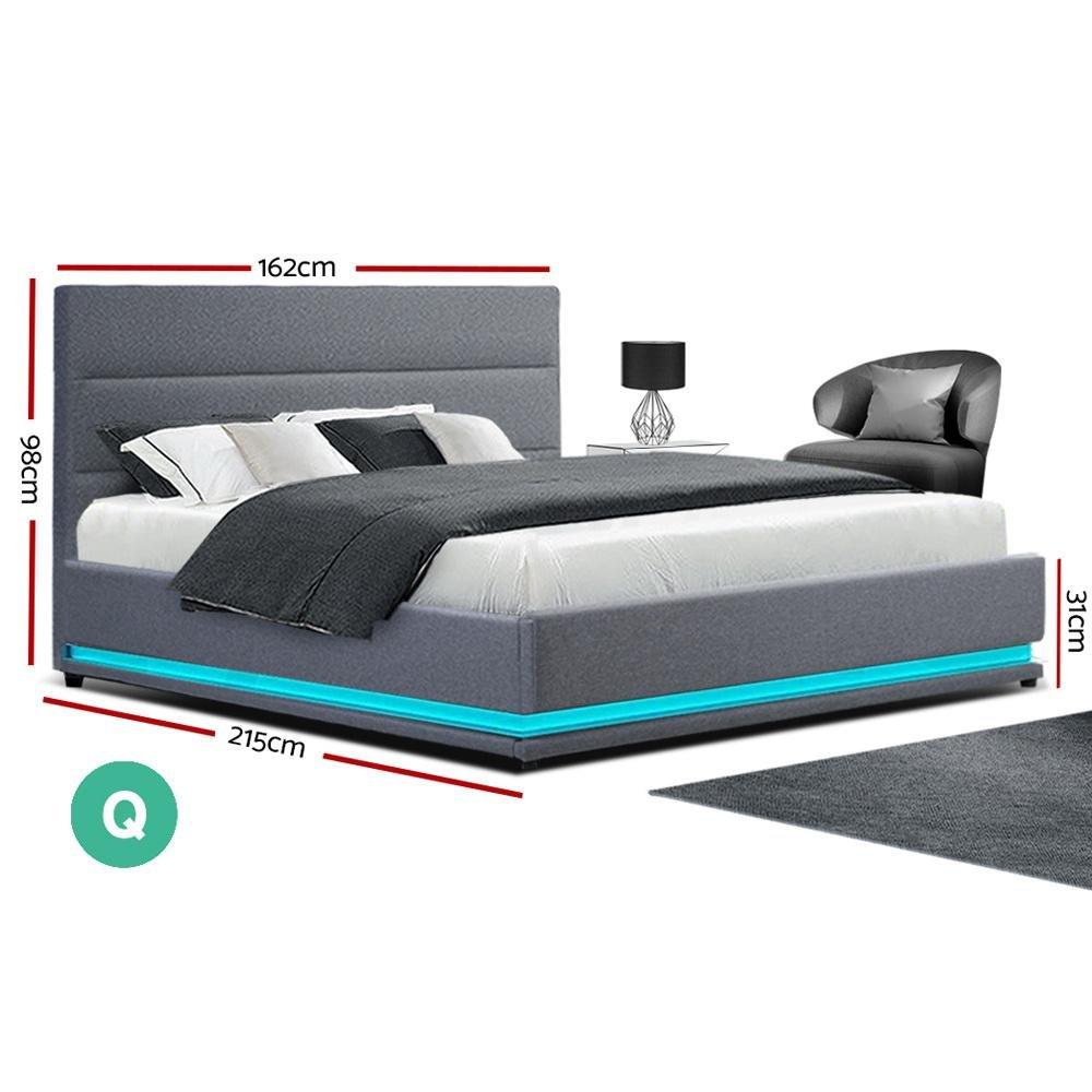 Queen Package | Henley LED Storage Bed Grey & Bonita Euro Top Mattress (Medium Firm) - Furniture > Bedroom - Rivercity House & Home Co. (ABN 18 642 972 209) - Affordable Modern Furniture Australia