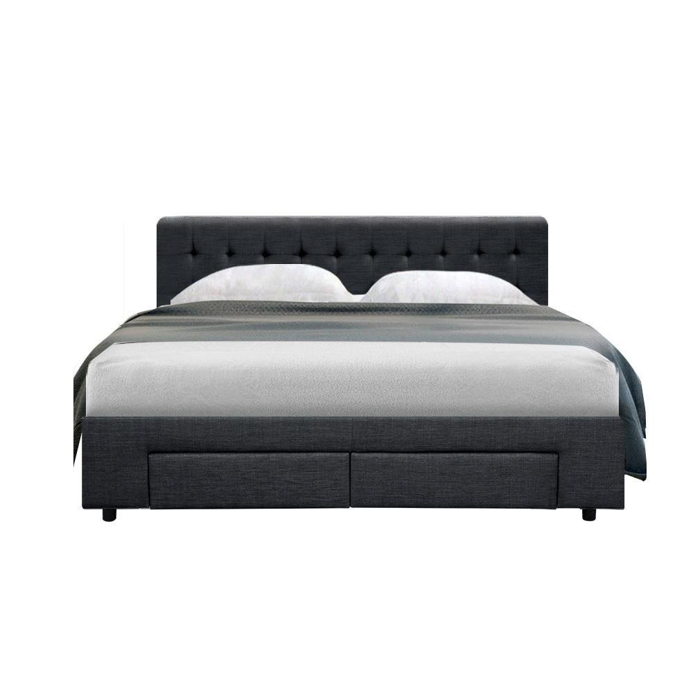Queen Premium Package | Trinity Queen Bed Frame with Storage Charcoal, Luna Series Euro Top Mattress (Medium Firm) & Bamboo Mattress Topper! - Rivercity House & Home Co. (ABN 18 642 972 209) - Affordable Modern Furniture Australia