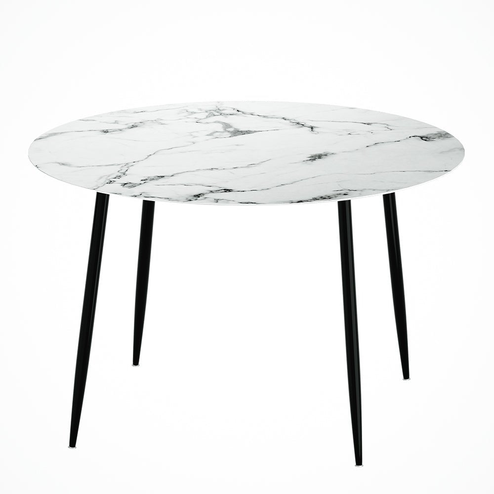 Round Dining Table With White Marble Effect - Furniture > Dining - Rivercity House & Home Co. (ABN 18 642 972 209) - Affordable Modern Furniture Australia