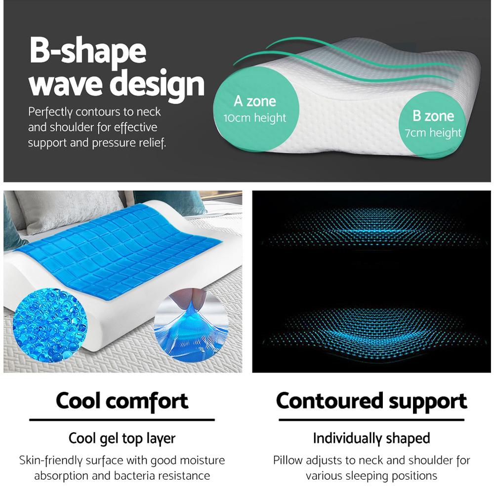 Set of 2 Cool Gell Memory Foam Pillows - Rivercity House & Home Co. (ABN 18 642 972 209) - Affordable Modern Furniture Australia