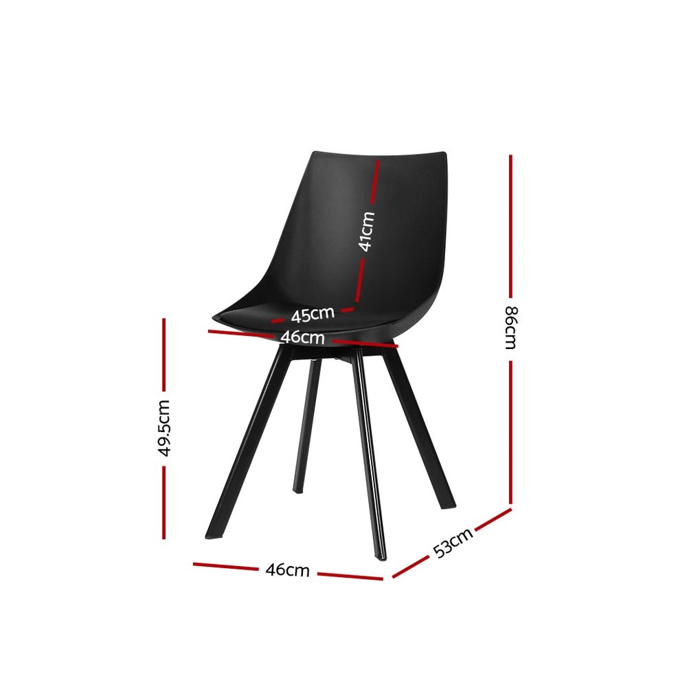 Set of 2 Lyla Dining Chairs with Padded Seat - Black - Furniture > Living Room - Rivercity House & Home Co. (ABN 18 642 972 209) - Affordable Modern Furniture Australia