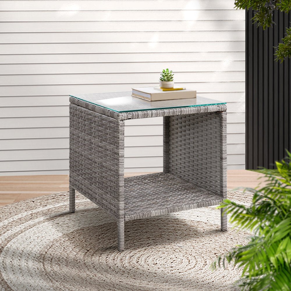 Outdoor Wicker Side Table Grey - Furniture > Outdoor - Rivercity House & Home Co. (ABN 18 642 972 209) - Affordable Modern Furniture Australia