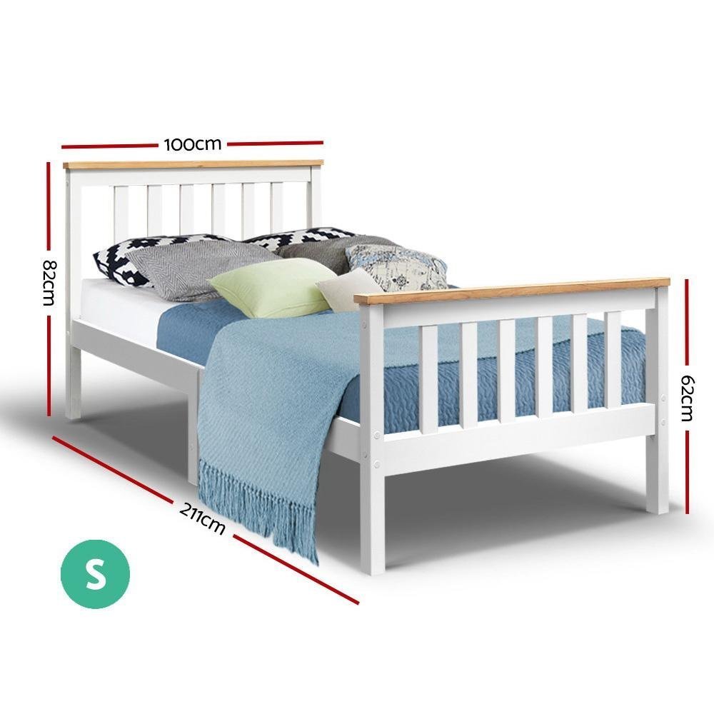 Single Package | Kewarra Wooden Bed Frame White & Bonita Pillow Top Mattress (Medium Firm) - Rivercity House & Home Co. (ABN 18 642 972 209) - Affordable Modern Furniture Australia