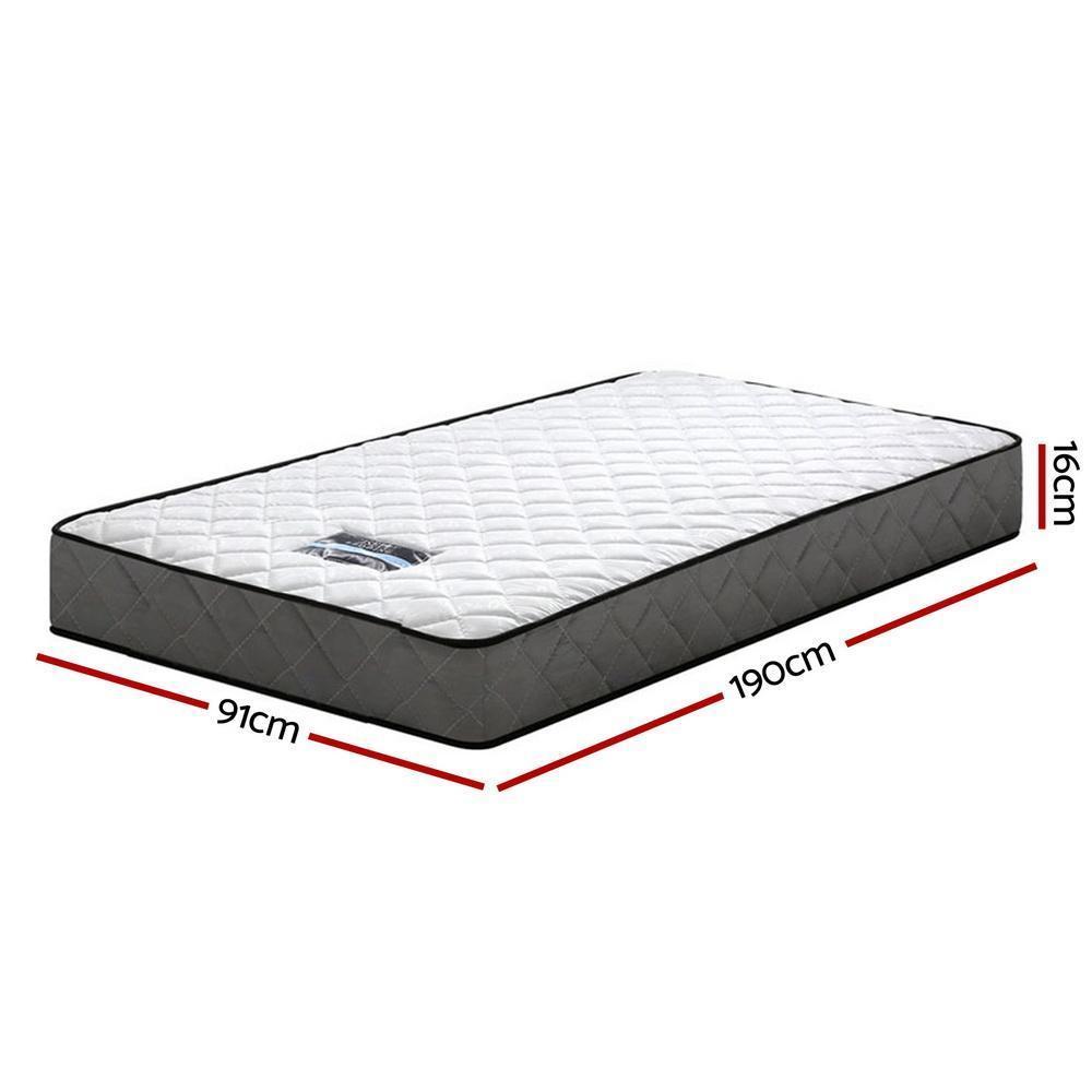 Single Package | Ted Metal Bed & Alzbeta Bonnell Spring Mattress (Medium Firm) - Furniture > Bedroom - Rivercity House & Home Co. (ABN 18 642 972 209) - Affordable Modern Furniture Australia