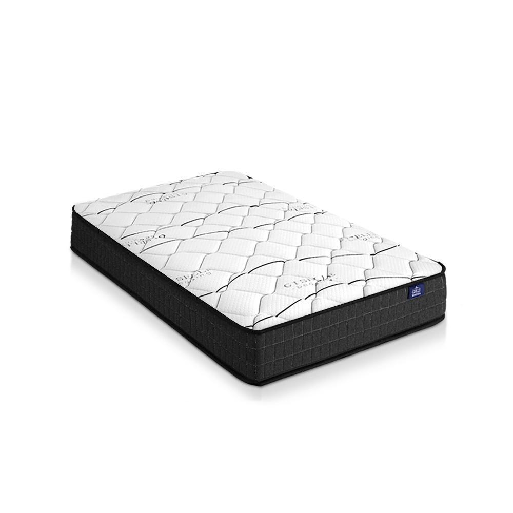 Single Package | Ted Metal Bed Black & Glay Bonnell Spring Mattress (Medium Firm) - Furniture > Bedroom - Rivercity House & Home Co. (ABN 18 642 972 209) - Affordable Modern Furniture Australia